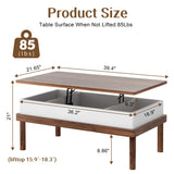Shintenchi Coffee Table, Lift Top Coffee Table with Hidden Compartment, Rising Tabletop Dining Table, Lift Top Coffee Center Table for for Living Room, Office, Home (Walnut) Shintenchi