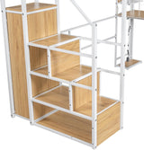 MERITLINE Twin Gaming Loft Bed with Desk and Storage Wardrobe& LED RGB,Metal Gaming Bed with Stairs and Storage Case,for Adults Teens MERITLINE