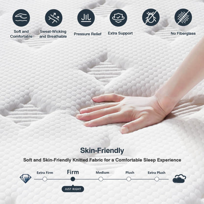 California King Size Mattress, Upgrade Strengthen Firm 12 Inch Hybrid King Mattress in A Box, Mattress Cal King Size With High Density Memory Foam and Independent Pocket Springs, Strong Edge Support