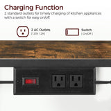 MAHANCRIS Bakers Rack with Power Outlet, Kitchen Storage Shelf with Paper Holder, Microwave Stand, Coffee Bar with 6 Hooks, Socket with Switch, for Kitchen, Dining Room, Rustic Brown BRHR36E01 MAHANCRIS