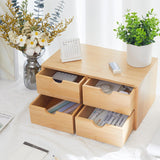 Bamboo Desk Organizer 4 Drawers, Countertop Organizer with Drawers Makeup Storage Drawer 4 Drawers Tabletop Storage Organization Box Home Office Workspace Charmewooden