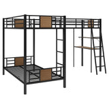 Merax L-Shaped Twin Over Twin Bunk Bed with Twin Size Loft Bed with Desk and Shelf,Brown Merax