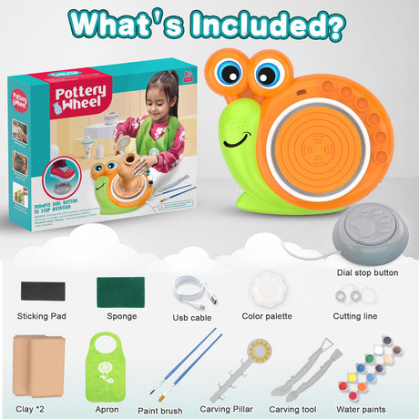 Pottery Wheel for Kids-Complete Pottery Painting Kit Arts and Crafts for Kids Ages 8-12, Clay Sculpting Tools with 1.7lb Air Dry Clay, Birthday Christmas Gifts Toys for Boy Girls Age 6 7 8 9 10 11 12 Fedonak