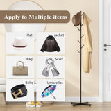 Wisdom Star Metal Coat Rack Freestanding, Hall Tree Coat Rack Stand, Heavy Duty Clothes Rack, Corner Hanging Clothes Rack for Jacket, Hats, Bags, Entryway, Living Room, Bedroom, Home Office, Black Wisdom Star