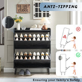 Barnyatoh Shoe Storage Cabinet with 2 Flip Drawers, Farmhouse Hidden Shoe Organizer, Narrow Slim Shoe Rack Cabinet for Entryway Hallway,Black Barnyatoh