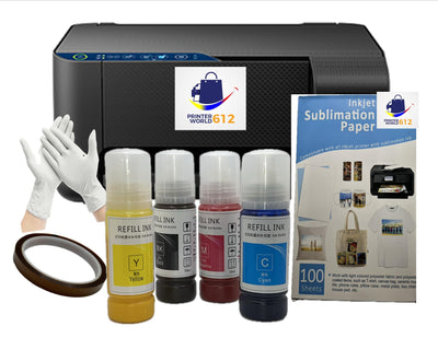 A4 Sublimation Printer for Clothes, T-Shirt Transfer Printing Machine, Direct to Film Printer. 4 Sublimation Ink Set: C/M/Y/B, Printing Paper,Tape Heat. Printers New