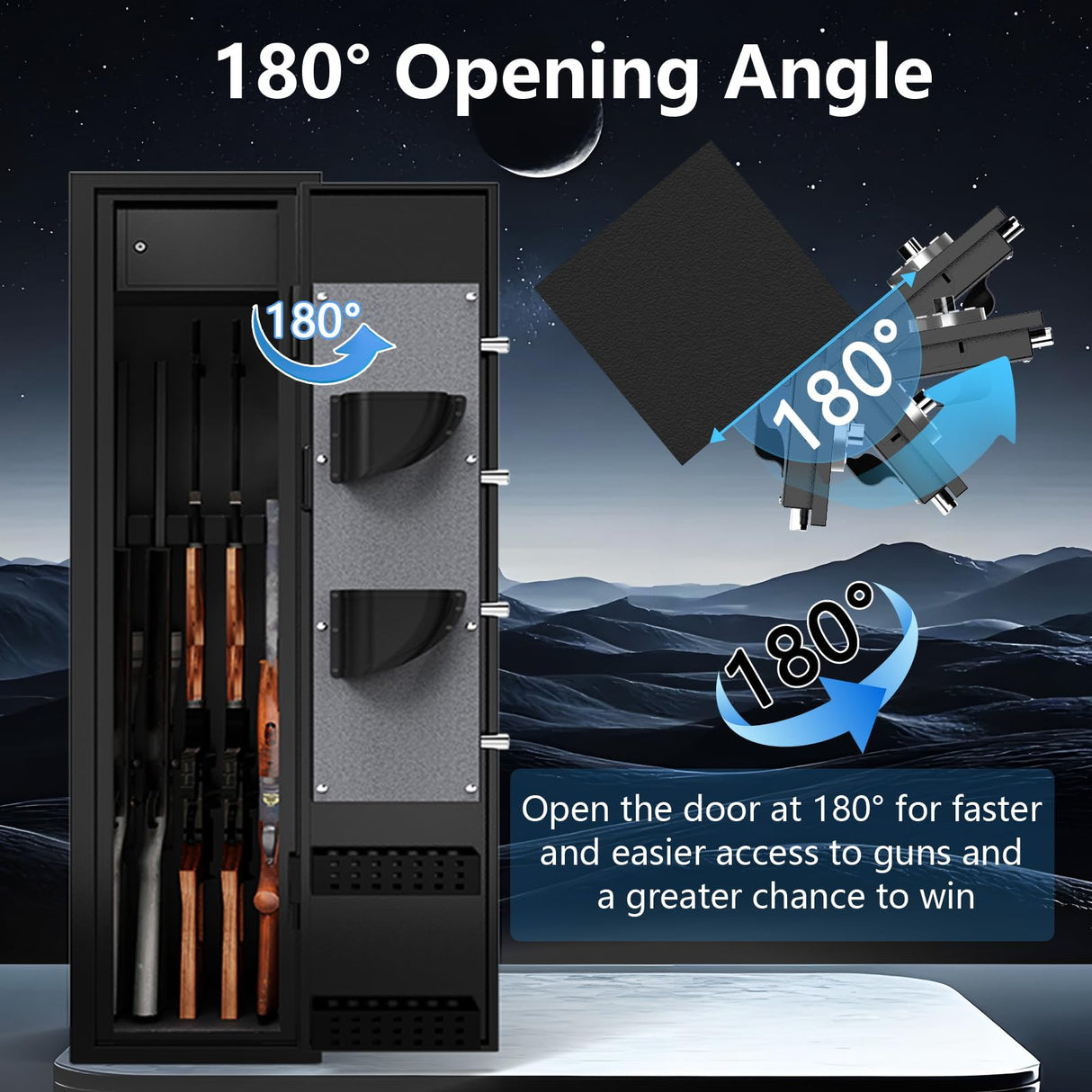 Marcree 3-5 Gun Safe, 180° Quick Access Gun Cabinet for Rifle and Pistol, Rifle Gun Safe with Inner Safe, Electronic Rifle Cabinet with Dual Alarm System, Shotgun Safe for Home Bedroom, Password Lock Marcree