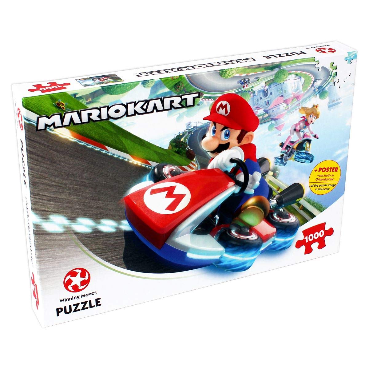 Winning Moves Mario Kart Funracer 1000 Piece Jigsaw Puzzle Game, Piece Together The Iconic Mario Kart Scene, Contains a Full-Scale Poster of The Puzzle Image, Gift and Toy for Ages 14 Plus Winning Moves