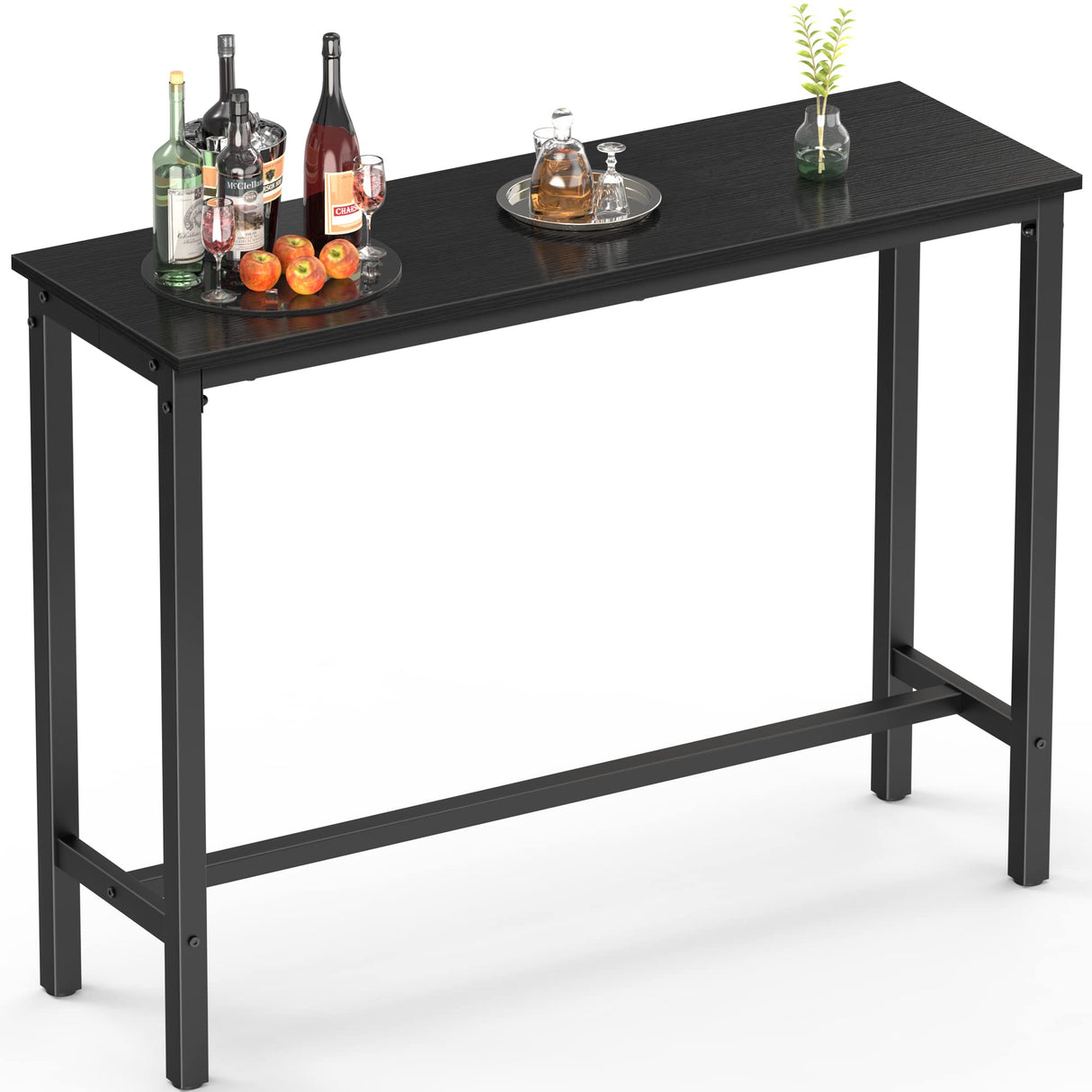 Mr IRONSTONE Bar Table, 47" Pub High Top Rectangular Height Sofa Console Dining Coffee Table, for Narrow Space, Living Room, Sturdy Metal Frame, Easy to Set Up, Black Mr IRONSTONE