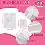 Sublimation Blank Tote Bags, 20Pack Canvas Tote Bags 16.1 x 15.4 Inch, 9.1 x 8.3 Inch Small Canvas Tote Bags Reusable Grocery Bags Shopping Cloth Bags for Heat Transfer, DIY, Christmas Craft, White TAOZIM
