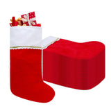 Tokforty 24 Pack Felt Christmas Stockings, 19 Inches Red and White Christmas Stockings Hanging Ornaments, White Cuff with Gold Trim Christmas Stockings for Family Christmas Holiday Decorations Tokforty