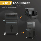 Goplus Tool Chest, 6 Drawers 3-in-1 Extra Large Tool Storage Cabinet with 4” Universal Lockable Wheels, Auto Lock, Protective Liner, Heavy Duty Rolling Tool Box for Garage, Workshop (28” x 13” x 53”) Goplus