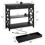 Yaheetech TV Stand with Power Outlet, Entertainment Center with Drawer, 39.5" Media Console Table for TV up to 45 inch with 2 Open Shelves for Bedroom, Living Room, Entryway, Black Yaheetech