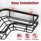Sakugi Corner Shower Caddy - 2 Pack, Adhesive Shower Organizers, Rustproof Stainless Steel Shower Shelves with 8 Hooks, No Drilling Bathroom Organizers and Storage Racks, Space-Saving, Black,Medium Sakugi