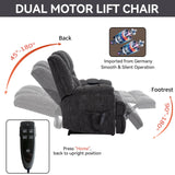 EZZUP Power Lift Chair with Vibration Massage Heat for Elderly People, Dual Motor Electric Lay Flat Recliner Chair with Power-Remote, Standing Assistance Reclining, Chenille Dark Gray EZZUP