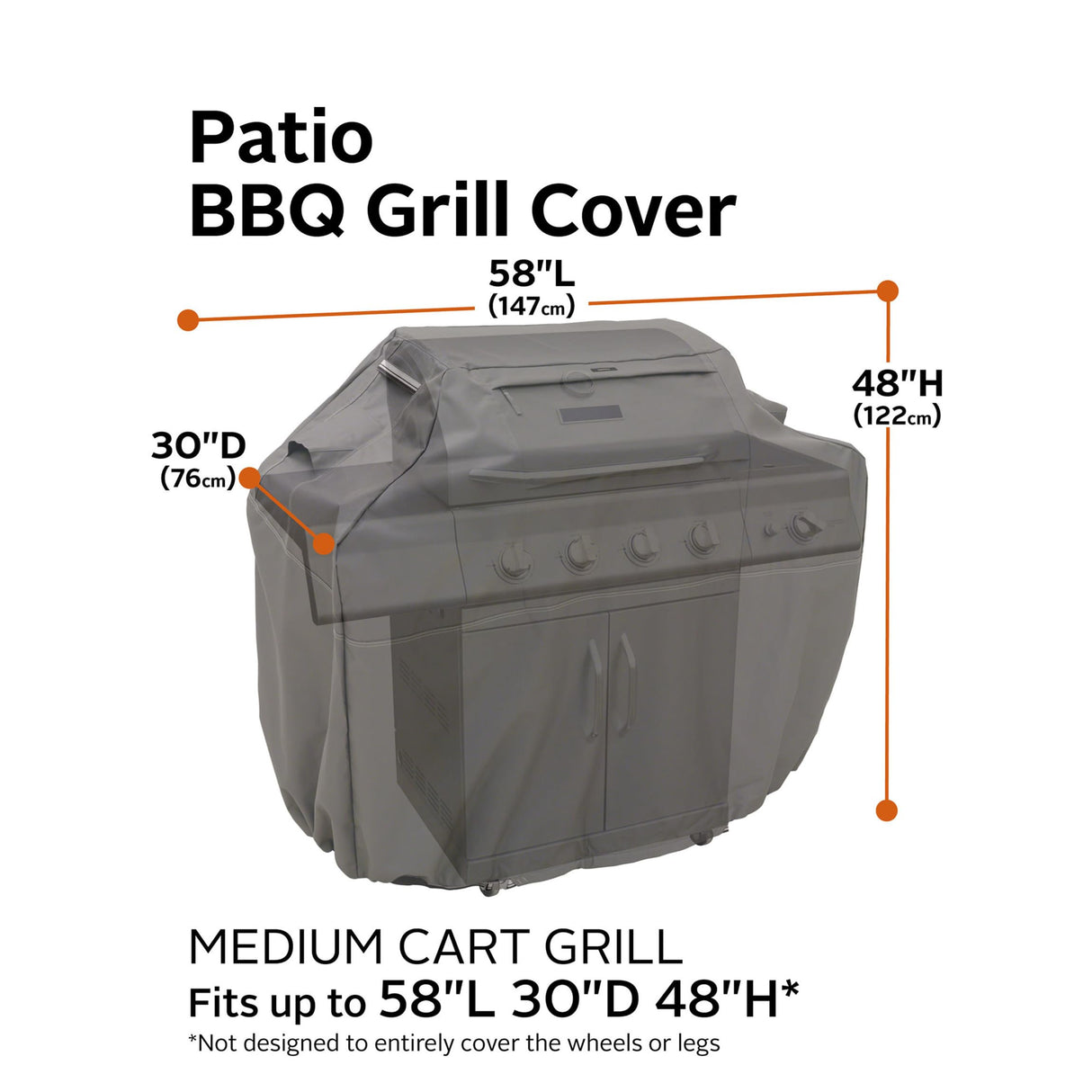 Classic Accessories Ravenna Water-Resistant 58 Inch BBQ Grill Cover, Dark Taupe, Grill Cover, Grill Cover for Outdoor Grill, BBQ Cover Classic Accessories