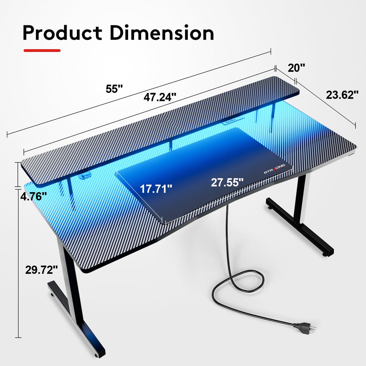 GTRACING GTP210-RGB Gaming Desk, RGB GTRACING