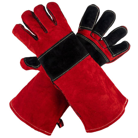 Grill Armor Welding Gloves – 16inch 932℉ - Leather Forge/Mig/Stick – Heat/Fire Resistant Gloves, Mitts/Pot Holders For Oven, Grill, BBQ, Furnace, Stove, Fireplace, Tig Welder, Animal Handling Glove Grill Armor Gloves