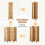 Asnefeli 4 Panel Room Divider, 5.6 FT Folding Privacy Screen Room Divider, Partition Divider for Room Separation, Room Partition Separator, Wooden Wall Divider Screen for Home Office Bedroom (Natural) Asnefeli