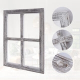 WAKOSAN Rustic Wood Window Frame with Green Wreath and Arrows Wall Decor，Farmhouse Window Frame Wall Decor, Wooden Fake Window Decoration,Window Pane Wall Decor,Set of 2 (White) WAKOSAN