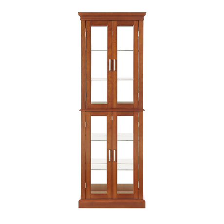 Ball & Cast Lighted Curio Cabinet,6-Tier Glass Display Cabinet with Adjustable Glass Shelves and Mirrored Back Panel for Living Room,E26 Light Blub not Included,Walnut Ball & Cast