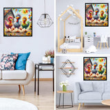 Zythron Chicken Diamond Art Kits for Adults,Three Chickens Diamond Painting, 5D Full Drill Cartoon Diamond Art Gem Art Kit for Adults Wall Home Decor Arts Craft 12x12 inch Zythron