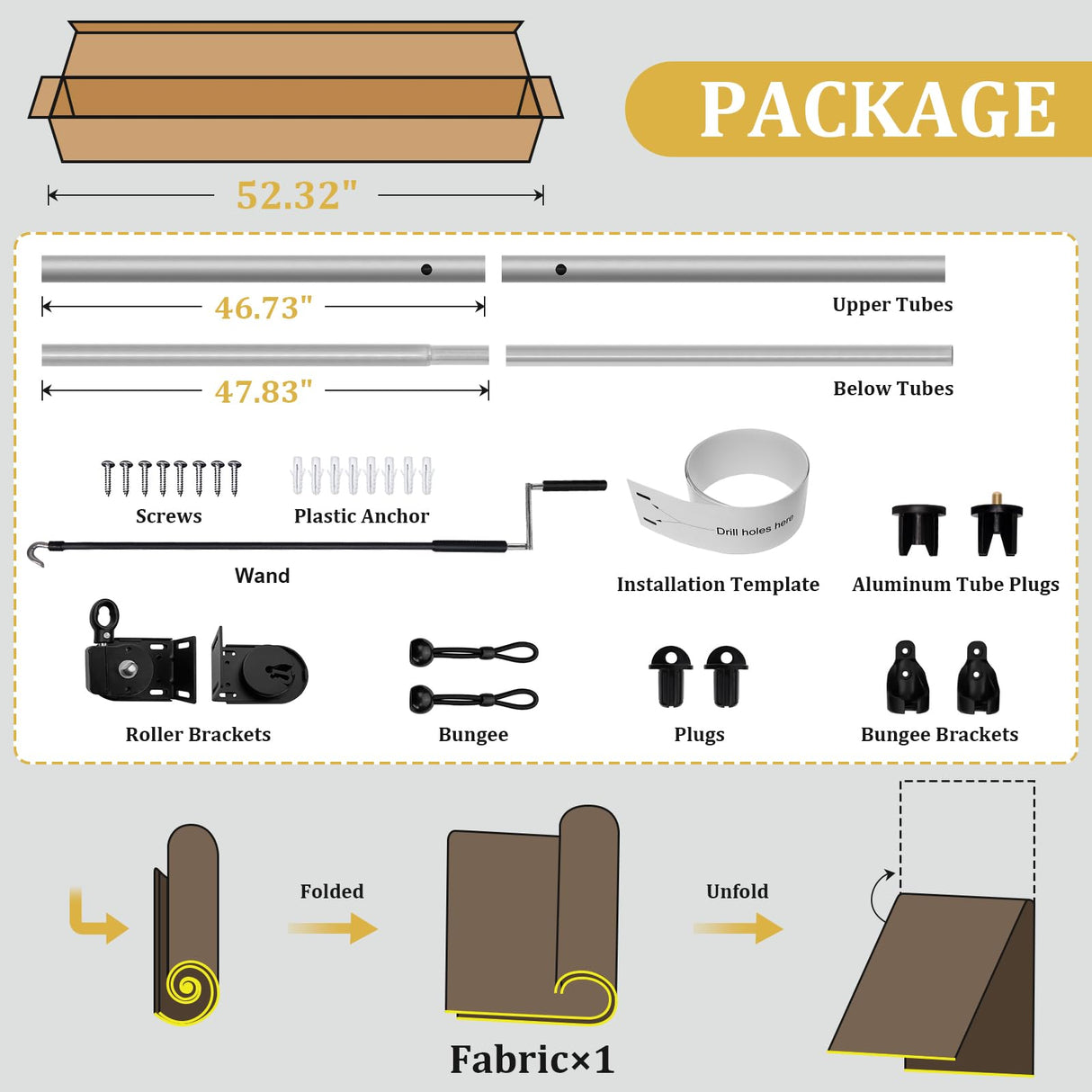 Shade&Beyond Outdoor Roller Shades with Splicing Design, 8' W x 8' H Cordless Patio Roll Up Blinds, Exterior Shade Cloth Roll for Porch, Gazebo, Pergola, Balcony, Gray Shade&Beyond