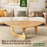 Wooden Mid-Century Modern Coffee Table,Coffee Tables for Living Room,Farmhouse Coffee Table,Simple Center Table,Rounded Corners,Easy Assembly,for Living Room Home Office(Walnut,90x58x40cm) POWRZZZY