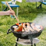 4Pcs BBQ Mop Brush Grilling Basting Mop Wooden Long Handle BBQ Mop Set with 12Pcs Replacement Heads for Basting Steak Marinade Sauce(18.3inch) DIVINA VITAE