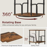 MAHANCRIS 5-Tier Rotating Bookshelf, Freestanding Corner Bookshelf, 360° Spinning Bookcase, Industrial Style Storage Rack with Rails, for Living Room, Bedroom, Study, Rustic Brown and Black BKHR1601 MAHANCRIS