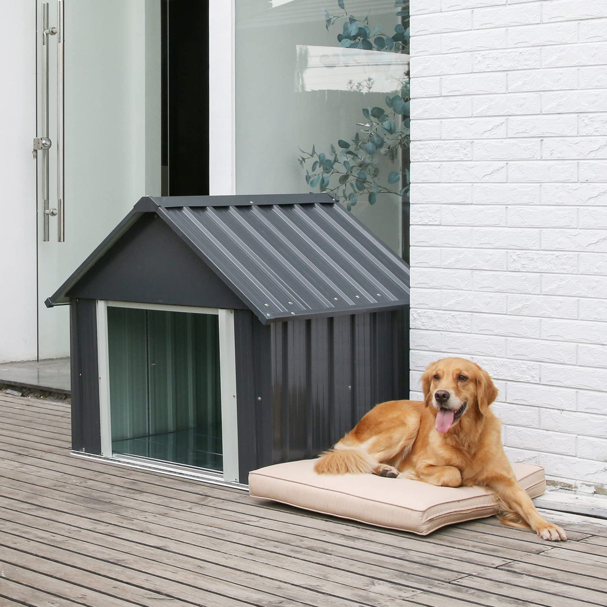RYPetmia 34 X 38 X 35 Inches Dog House, Indoor Outdoor Doghouse for Medium Large Dogs, Weatherproof Puppy Shelter Sturdy and Long-Lasting Dog Houses RYpetmia
