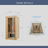 KUNSANA Ceramic Infrared Sauna, 1 Person Infrared Sauna, Hemlock Wood Home Sauna Spa, Far Infrared Sauna Indoor, Low EMF Infrared Saunas for Home with Smart Display, Bluetooth Speaker,1,240 watt KUNSANA