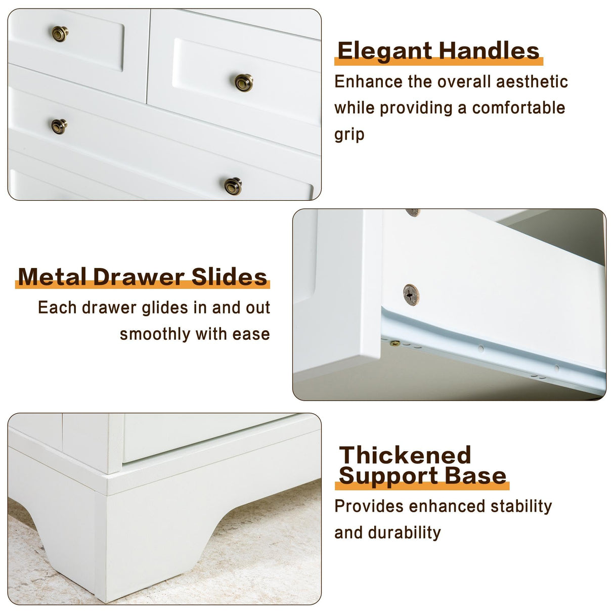spanspace 7 Drawers Tall Dressers for Bedroom, 44" Wood Chest of Drawers with Metal Handle, Farmhouse Dresser for Living Room, Hallway spanspace