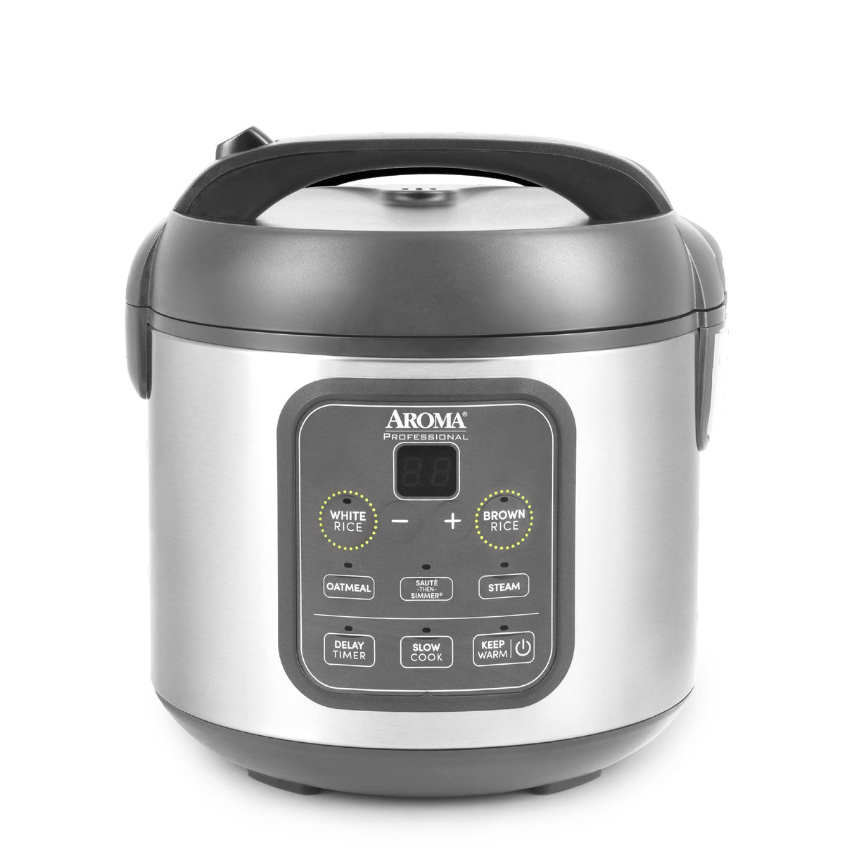 AROMA Professional Digital Rice Cooker, Multicooker, 4-Cup (Uncooked) / 8-Cup (Cooked), Steamer, Slow Cooker, Grain Cooker, 2Qt, Stainless Steel Exterior, ARC-994SG AROMA
