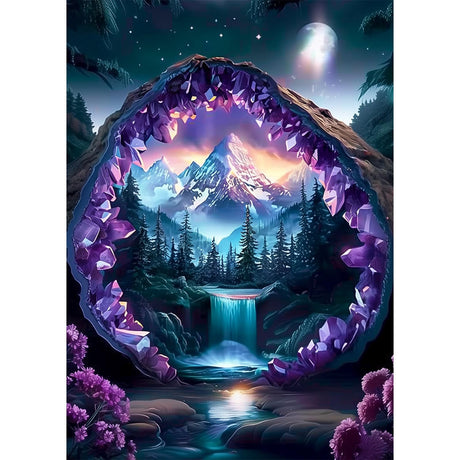 CEOVR Waterfall Diamond Painting Kits for Adults, Crystal Mountain Landscape Diamond Art Dots 5D Full Drill DIY Beginner Gem Art, Adult Crafts Kits Arts and Crafts, Wall Decor for Home Office 12x16in CEOVR
