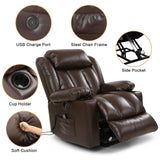 PARKOL Power Lift Recliner Chair for Elderly Breathable Leather Recliner Chair with Massage and Heat for People Limited Mobility,2 Cup Holders,Electric Stand Assist,USB Ports,Gifts for Family (Brown) PARKOL