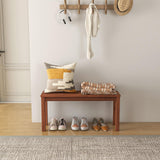 HAPPYGRILL Outdoor Backless Bench, Patio Dining Bench with Breathable Slatted Seat, 2-Seater Rustic Wood Bench for Entryway, Garden, Backyard, Deck, Natural HAPPYGRILL