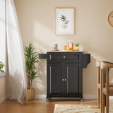 Gizoon Black Kitchen Island Cart with Rubberwood Top & Multi-Storage for Home and Dining Gizoon