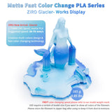 ZIRO Color Change Filament, Matte Multi Colors 3D Printer Filament, Faster Color Change by Length PLA, Dimensional Accuracy +/-0.03mm, 1KG/ 2.2lbs Spool, Fit Most FDM 3D Printer, Glacier ZIRO