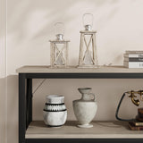 IDEALHOUSE 55 Inch Entryway Table, Narrow Long Console Table with Storage, 3 Tier Wood Sofa Table for Living Room, Industrial Behind Couch Table, Hallway Table for Foyer, Entryway Furniture-Grey IDEALHOUSE