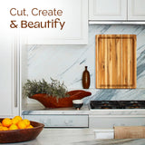 Yes4All Solid Teak Cutting Boards for Kitchen, [24''Lx18''Wx1.5”Thick] Extra Large Edge Grain Butcher Block Cutting Board, Food Safe Surface Wood Cutting Boards with Juice Grooves and Easy Grip Handle Yes4All