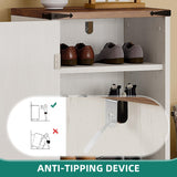 YITAHOME Shoe Cabinet with Bench, Shoe Storage Cabinet with Adjustable Shelves, Farmhouse Shoe Organizer Cabinet, L-Shaped Shoe Cabinet Storage for Entryway, Hallway, Living Room, White & Brown YITAHOME