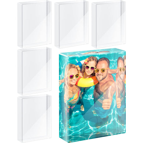 Qunclay 6 Pcs Sublimation Blanks Crystal Sublimation Canvas Blanks Decorative Heat Transfer Photo Frame Crystal Picture Frame for DIY Custom Tabletop Supplies (Square,2.4 x 3.1 x 0.8 Inch) Qunclay