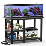 AQQA 40-50 Gallon Fish Tank Stand with 5 in 1 Power Outlets, 36x18 Inch Heavy Duty Metal Frame Aquarium Stand, Adjustable Storage Shelves, 720LBS Capacity Terrarium Stand, 3 Tiers Reptile Tank Stand AQQA