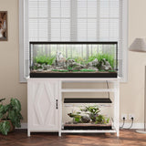 VOWNER 55-75 Gallon Fish Tank Stand, Aquarium Stand with Power Outlets, Cabinet for Fish Tank Accessories Storage, Heavy Duty Metal Frame, Suitable for Fish Tank, Turtle Tank, 1200LBS Capacity, White VOWNER