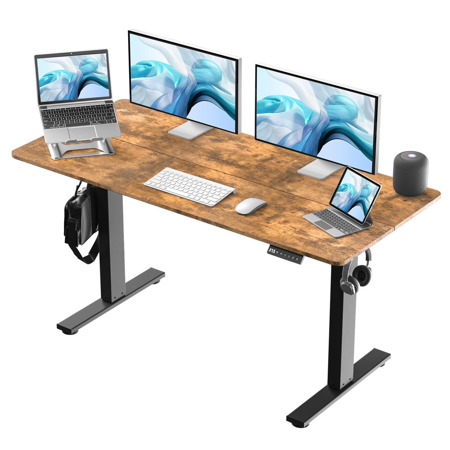 ExaDesk 60 * 24 Inches Electric Standing Desk, Adjustable Height Sit Stand Up Desk with 3 Memory Presets, Motorized Home Office Computer Gaming - WoodArtSupply