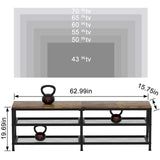Katrawu TV Stand for TV up to 70 Inch, Long 63" TV Cabinet with 3-Tier Storage Shelves,Entertainment Center TV Console Table for Living Room with Industrial TV Metal Frame, Rustic Brown Katrawu