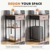 Sweetcrispy Computer Desk 48 Inch Home Office Bedroom Writing Study PC Table with Fabric Drawers Storage Shelves Space Side Bag Headphone Hook Metal Frame Adjustable Feet Modern Simple Style Sweetcrispy