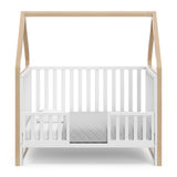 Storkcraft Orchard 5-in-1 Convertible Crib (White with Driftwood) – GREENGUARD Gold Certified, Canopy Style Baby Crib, Converts from Crib to Toddler Bed, Daybed and Full-Size Bed Storkcraft