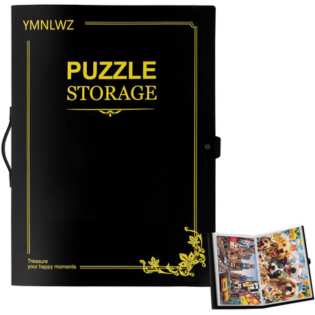 YMNLWZ Puzzle Storage Folder for 1000-Pieces, Keeping Large Capacity Jigsaw Puzzles, Space-Saving Organizer Accessory, Portable keeper with 20 Pockets, Dustproof & Protective Puzzles Accessory (Black) YMNLWZ
